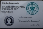 Greencard des Schwimmvereins Wuppertal-Neuenhof für das Carl-Fuhlrott-Gymnasium