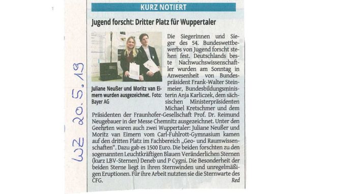 WZ_19.05.20 Jugend forscht_3.Platz