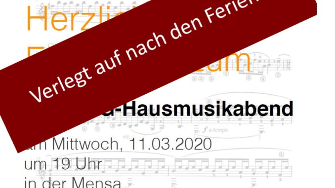 Einladung Hausmusikabend verlegt